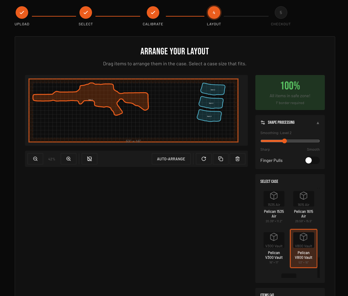 Layout step - Arrange items in your case